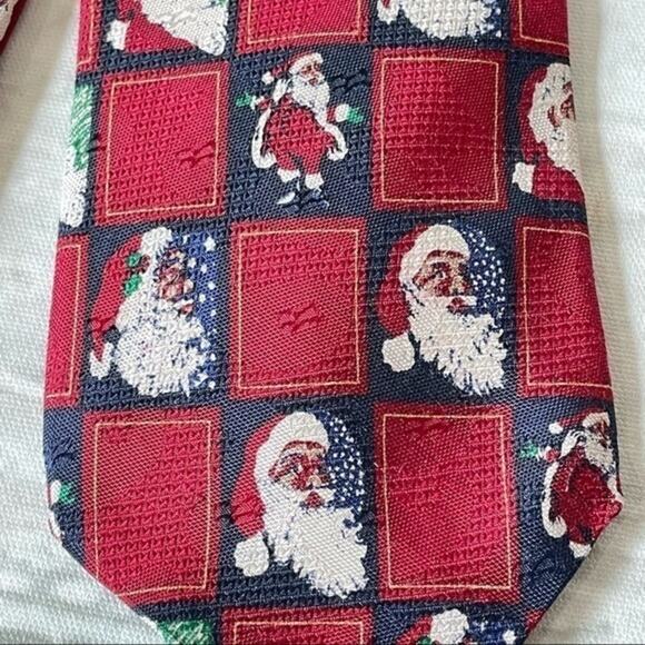 Silk Christmas Tie Black Brown Santa Ferrell Reed Derringers Vintage Christmas - Picture 7 of 7